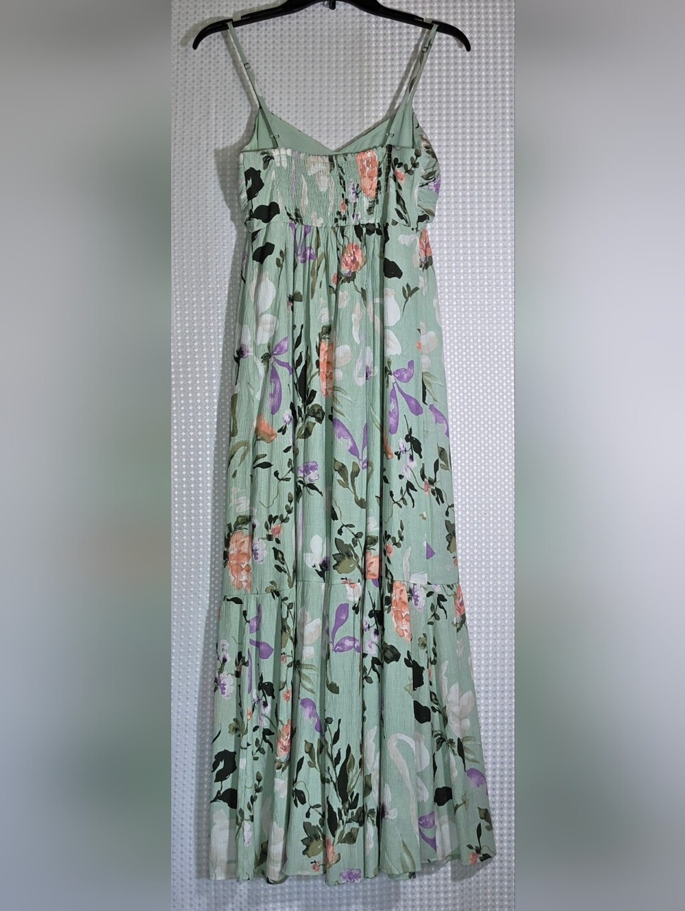 Abercrombie Floral Ruched Maxi Dress Side Slit Cottagecore Resort Dress SP - Picture 6 of 10